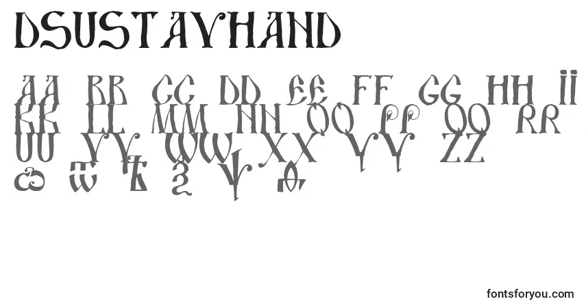 Schriftart Dsustavhand – Alphabet, Zahlen, spezielle Symbole