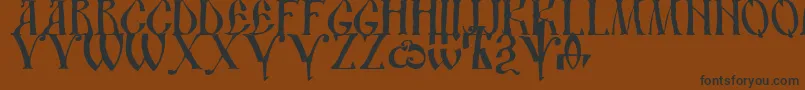 Dsustavhand-Schriftart – Schwarze Schriften auf braunem Hintergrund