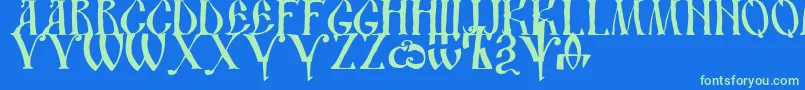 Dsustavhand-Schriftart – Grüne Schriften auf blauem Hintergrund