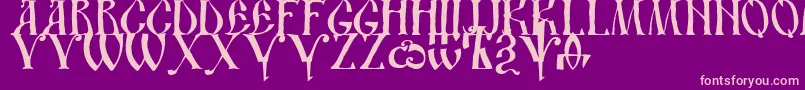 Dsustavhand-Schriftart – Rosa Schriften auf violettem Hintergrund
