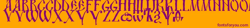 Dsustavhand-Schriftart – Violette Schriften auf orangefarbenem Hintergrund