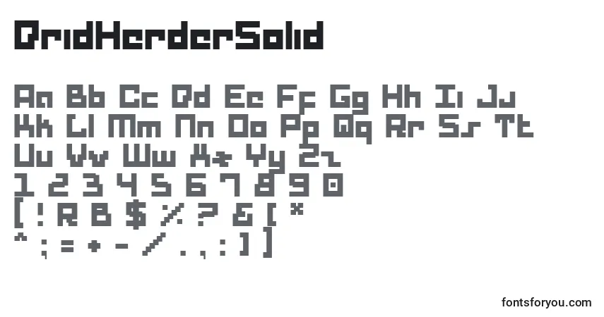 A fonte DridHerderSolid – alfabeto, números, caracteres especiais
