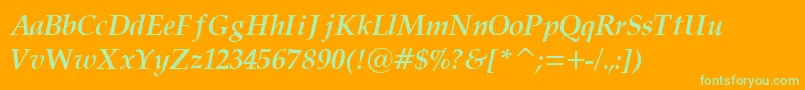 PalatinoCyrillicBoldItalic Font – Green Fonts on Orange Background