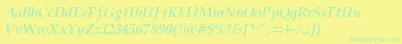PalatinoCyrillicBoldItalic Font – Green Fonts on Yellow Background
