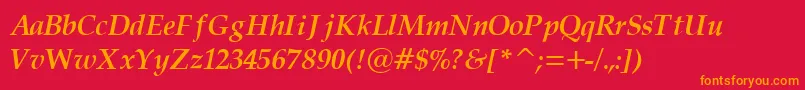 PalatinoCyrillicBoldItalic Font – Orange Fonts on Red Background