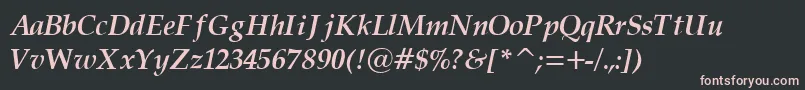 PalatinoCyrillicBoldItalic Font – Pink Fonts on Black Background