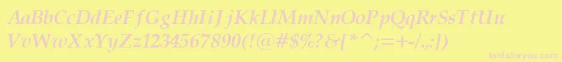 PalatinoCyrillicBoldItalic Font – Pink Fonts on Yellow Background