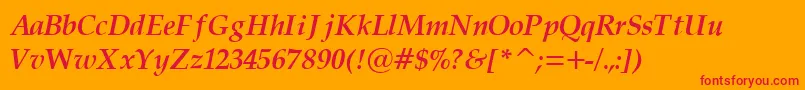PalatinoCyrillicBoldItalic Font – Red Fonts on Orange Background