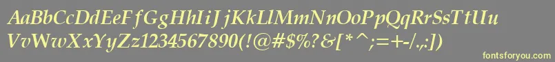 PalatinoCyrillicBoldItalic Font – Yellow Fonts on Gray Background
