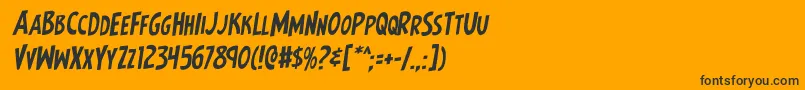 Earthsmightiestrotal-Schriftart – Schwarze Schriften auf orangefarbenem Hintergrund