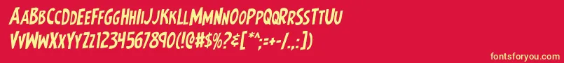 フォントEarthsmightiestrotal – 黄色の文字、赤い背景