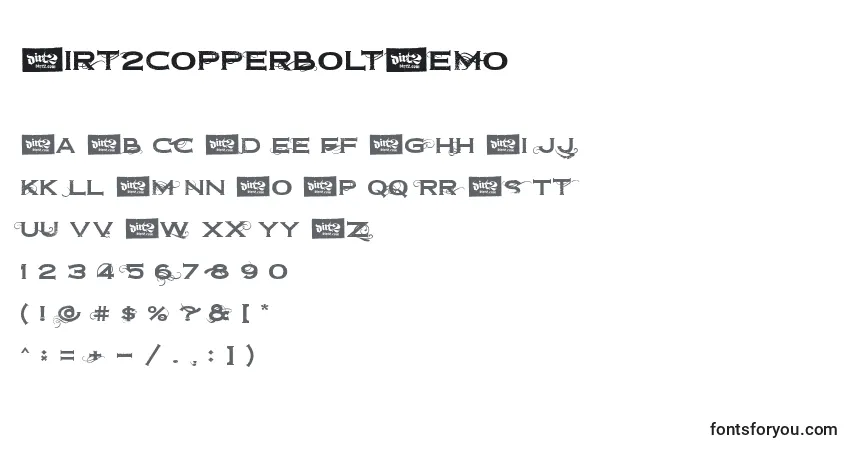 Dirt2CopperboltDemo-fontti – aakkoset, numerot, erikoismerkit