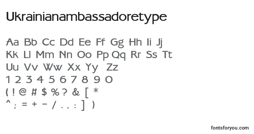 Ukrainianambassadoretype-fontti – aakkoset, numerot, erikoismerkit