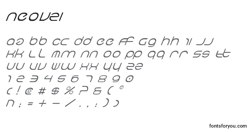 A fonte Neov2i – alfabeto, números, caracteres especiais