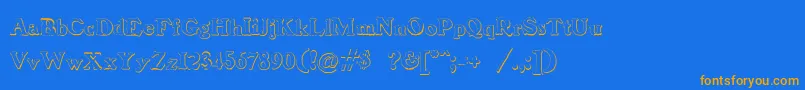 BenjaminfranklinBeveled Font – Orange Fonts on Blue Background