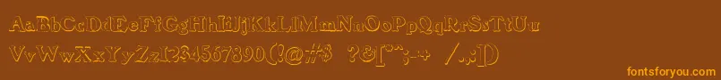 BenjaminfranklinBeveled-Schriftart – Orangefarbene Schriften auf braunem Hintergrund