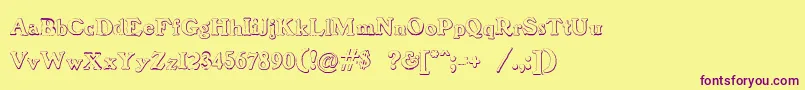 BenjaminfranklinBeveled Font – Purple Fonts on Yellow Background