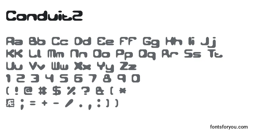 Schriftart Conduit2 – Alphabet, Zahlen, spezielle Symbole
