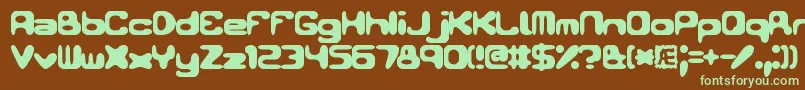 フォントConduit2 – 緑色の文字が茶色の背景にあります。