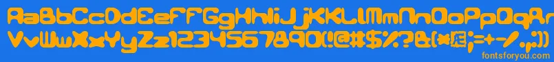 フォントConduit2 – オレンジ色の文字が青い背景にあります。