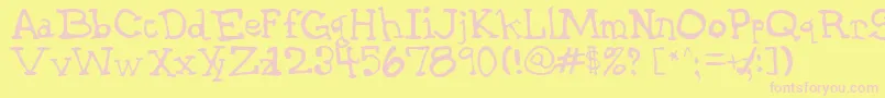 GarthHand-fontti – vaaleanpunaiset fontit keltaisella taustalla