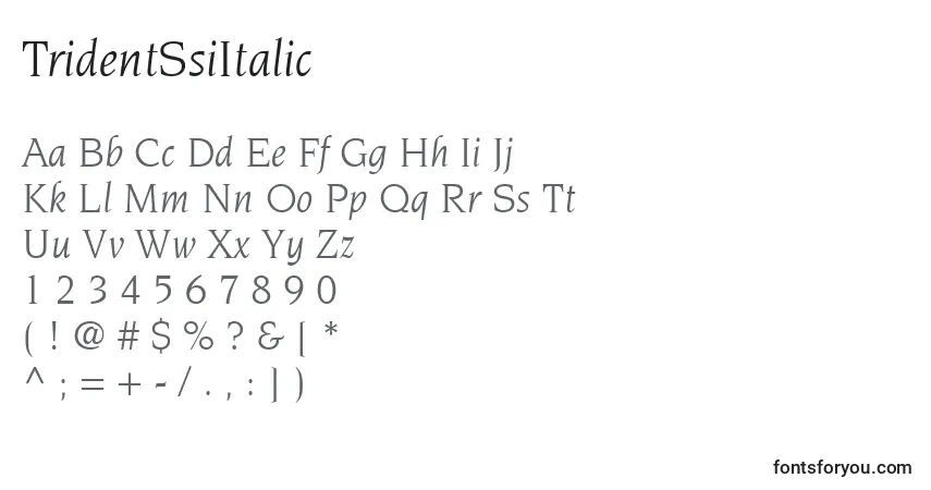 Schriftart TridentSsiItalic – Alphabet, Zahlen, spezielle Symbole