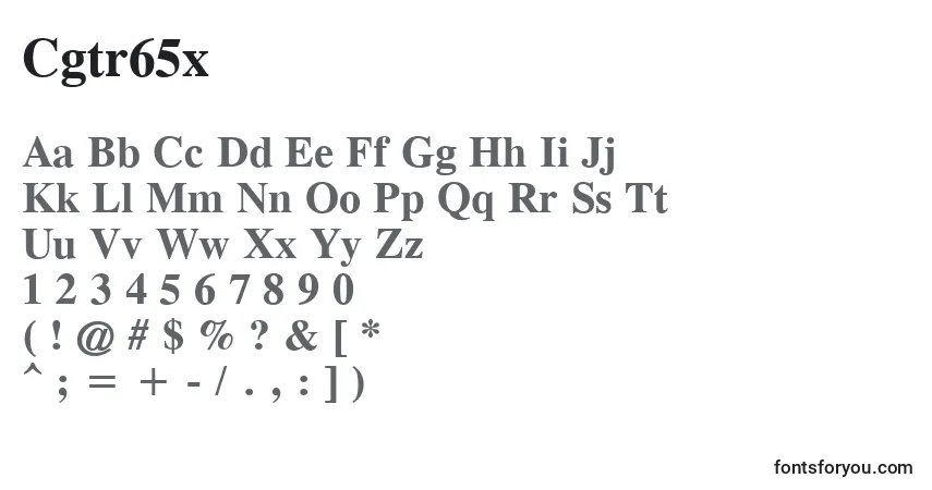 A fonte Cgtr65x – alfabeto, números, caracteres especiais