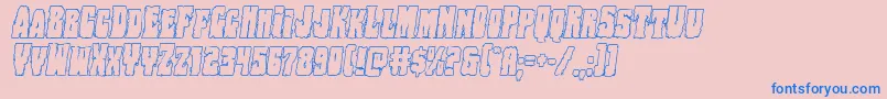 Bogbeastoutital-Schriftart – Blaue Schriften auf rosa Hintergrund