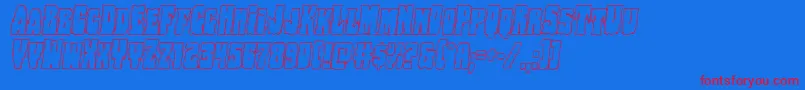 Bogbeastoutital-Schriftart – Rote Schriften auf blauem Hintergrund