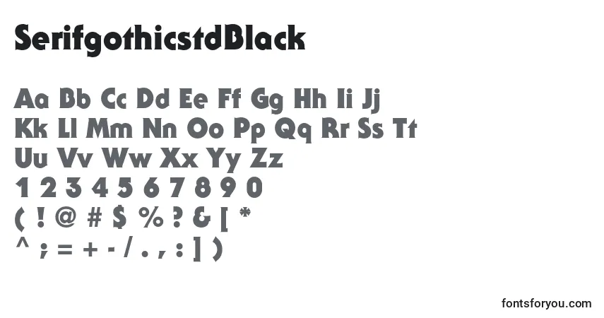 A fonte SerifgothicstdBlack – alfabeto, números, caracteres especiais