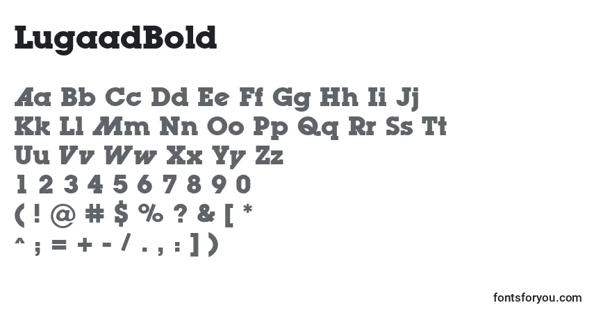 Schriftart LugaadBold – Alphabet, Zahlen, spezielle Symbole