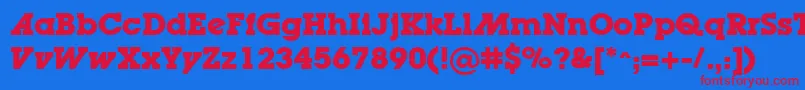 フォントLugaadBold – 赤い文字の青い背景