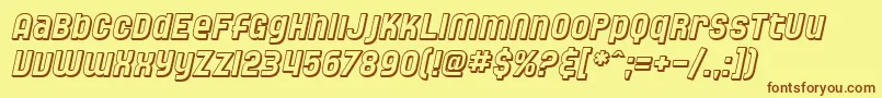 SfSpeedwaystarShadedOblique-Schriftart – Braune Schriften auf gelbem Hintergrund