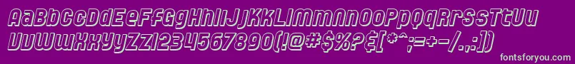 SfSpeedwaystarShadedOblique-Schriftart – Grüne Schriften auf violettem Hintergrund