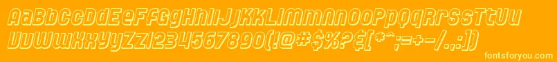 SfSpeedwaystarShadedOblique-fontti – keltaiset fontit oranssilla taustalla