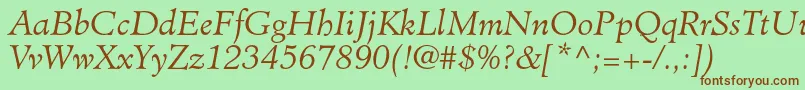 MinisterstdLightitalic Font – Brown Fonts on Green Background