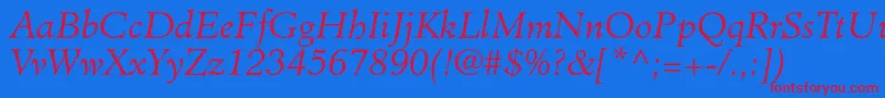 MinisterstdLightitalic Font – Red Fonts on Blue Background