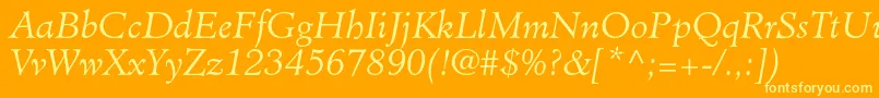 MinisterstdLightitalic Font – Yellow Fonts on Orange Background