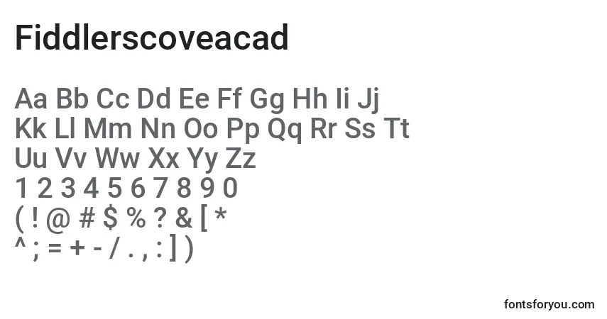 Schriftart Fiddlerscoveacad – Alphabet, Zahlen, spezielle Symbole