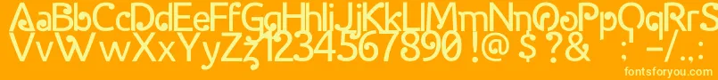 HalidaSans-Schriftart – Gelbe Schriften auf orangefarbenem Hintergrund