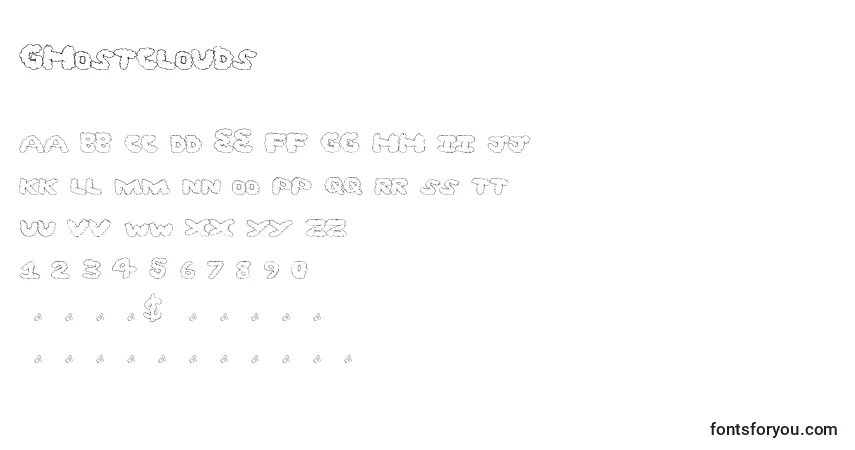 Шрифт Ghostclouds – алфавит, цифры, специальные символы