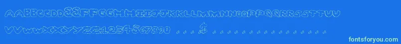 Ghostclouds-Schriftart – Grüne Schriften auf blauem Hintergrund