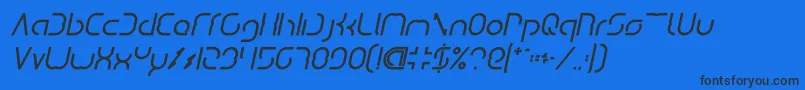 Fonte DismechaBoldItalic – fontes pretas em um fundo azul