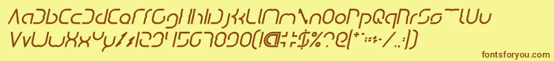 Fonte DismechaBoldItalic – fontes marrons em um fundo amarelo