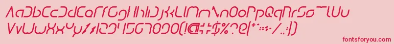 Fonte DismechaBoldItalic – fontes vermelhas em um fundo rosa