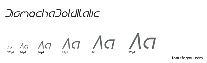 Размеры шрифта DismechaBoldItalic