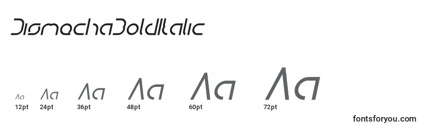 Tamaños de fuente DismechaBoldItalic