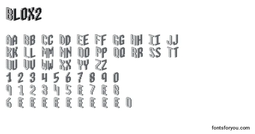 Blox2-fontti – aakkoset, numerot, erikoismerkit