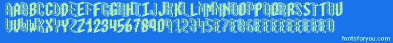 Blox2 Font – Green Fonts on Blue Background
