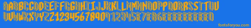 Blox2 Font – Orange Fonts on Blue Background
